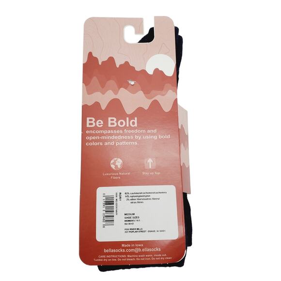 B.Ella 82% Cashmere Crew Socks Dark Navy Blue Luxury RORY 7-9.5 M Cozy Warm - Picture 2 of 5